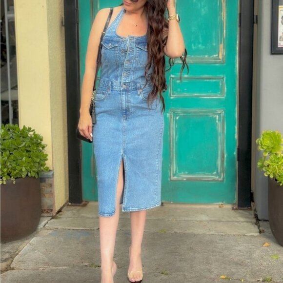 Universal Thread Denim Halter Midi Dress NWT - Picture 3 of 13